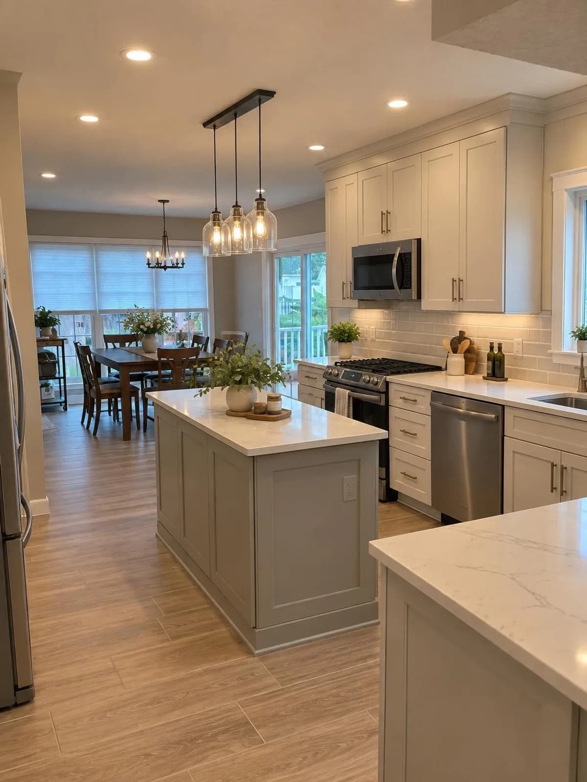 Kitchen remodel concept at a $50K budget (transform), transitional style, created by Renovue from the original photo